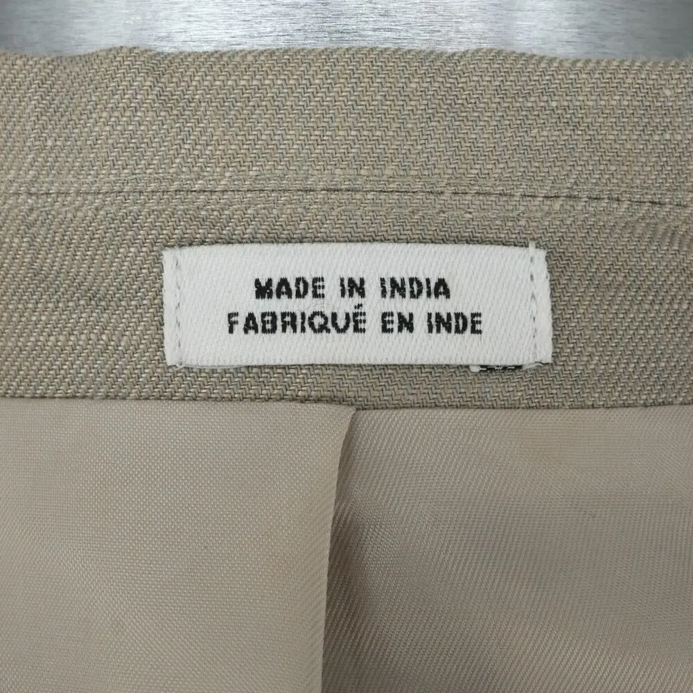 Calvin Klein Sport Coat Mens Large 44R Beige Linen Cotton Lined Blazer Jacket